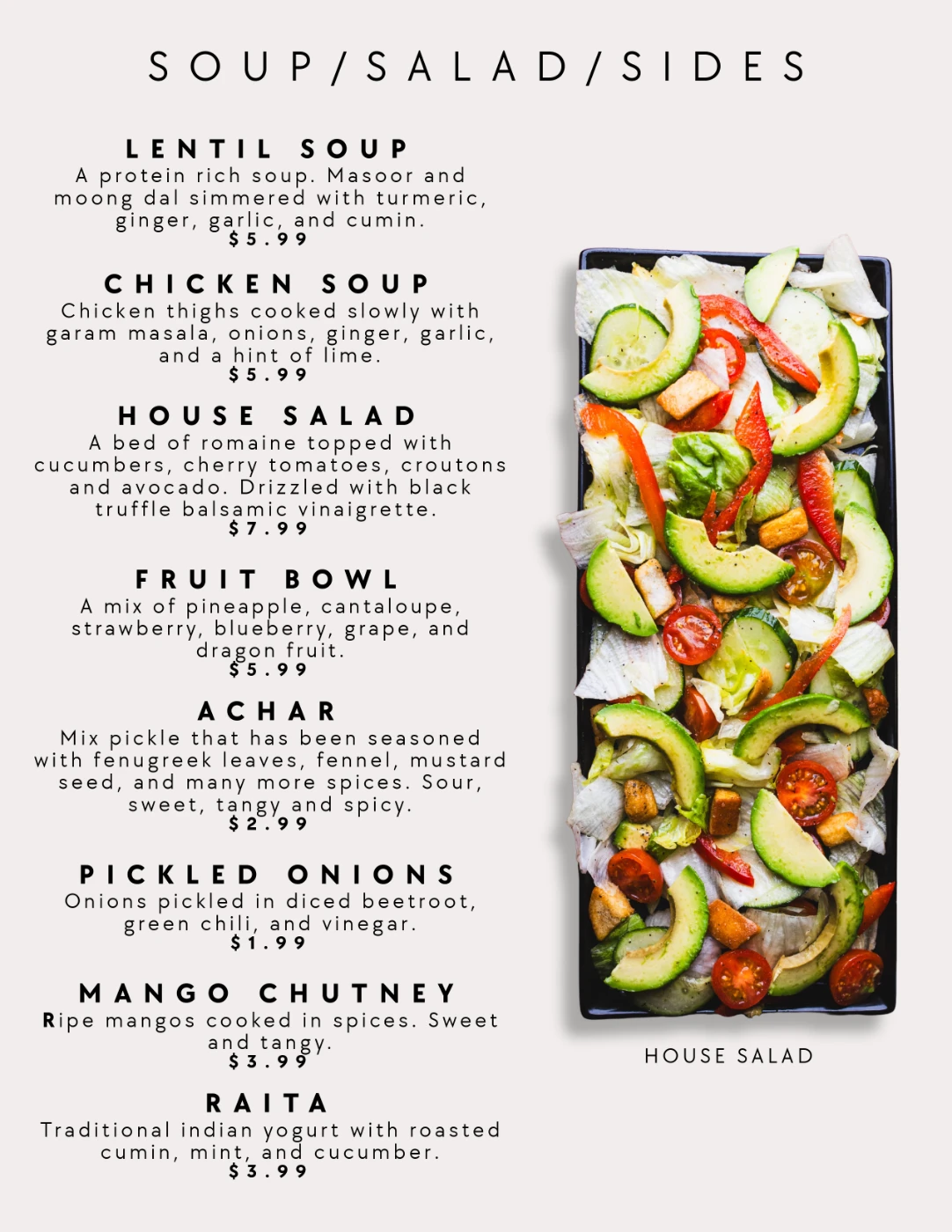 Thali of India menu, page 3 of 12
