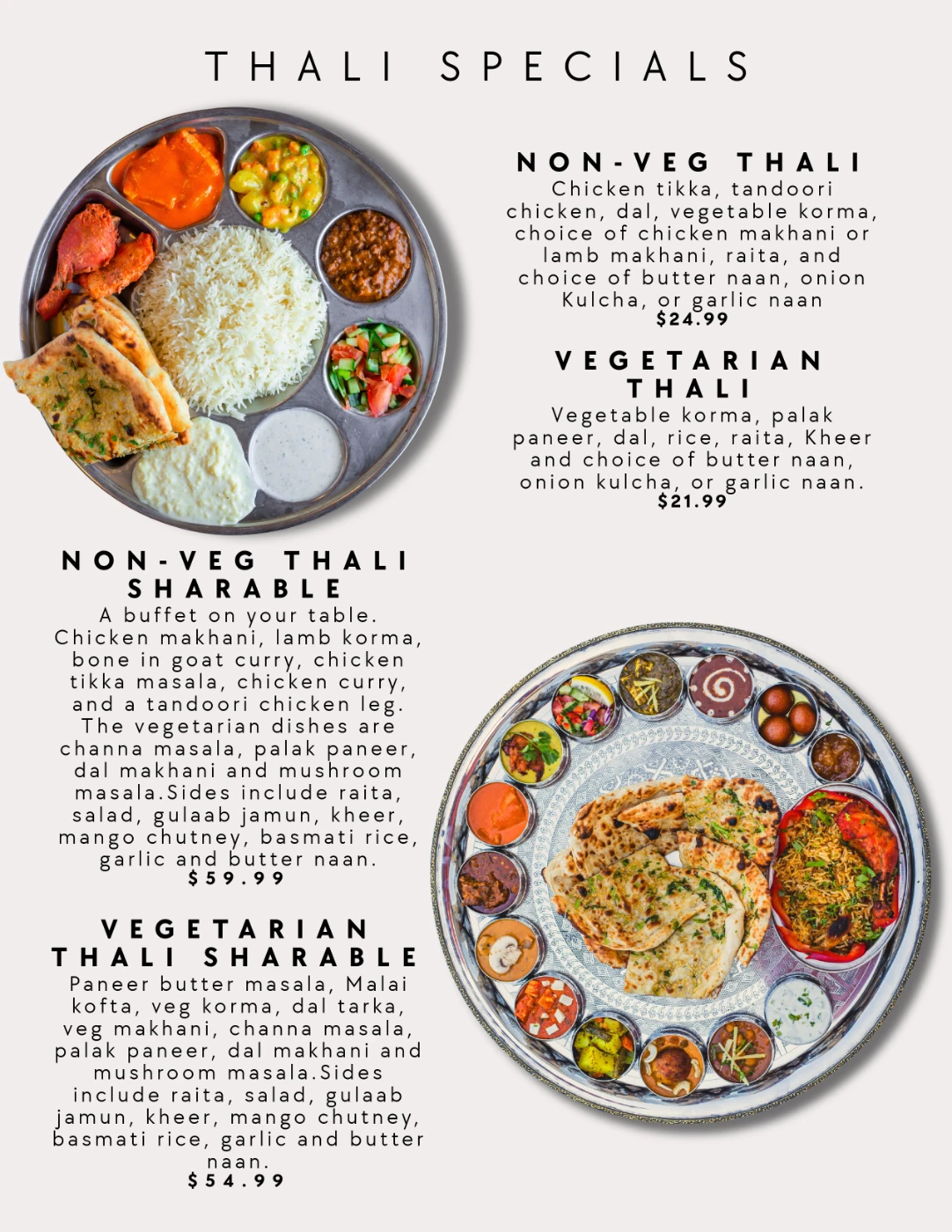 Thali of India menu, page 5 of 12