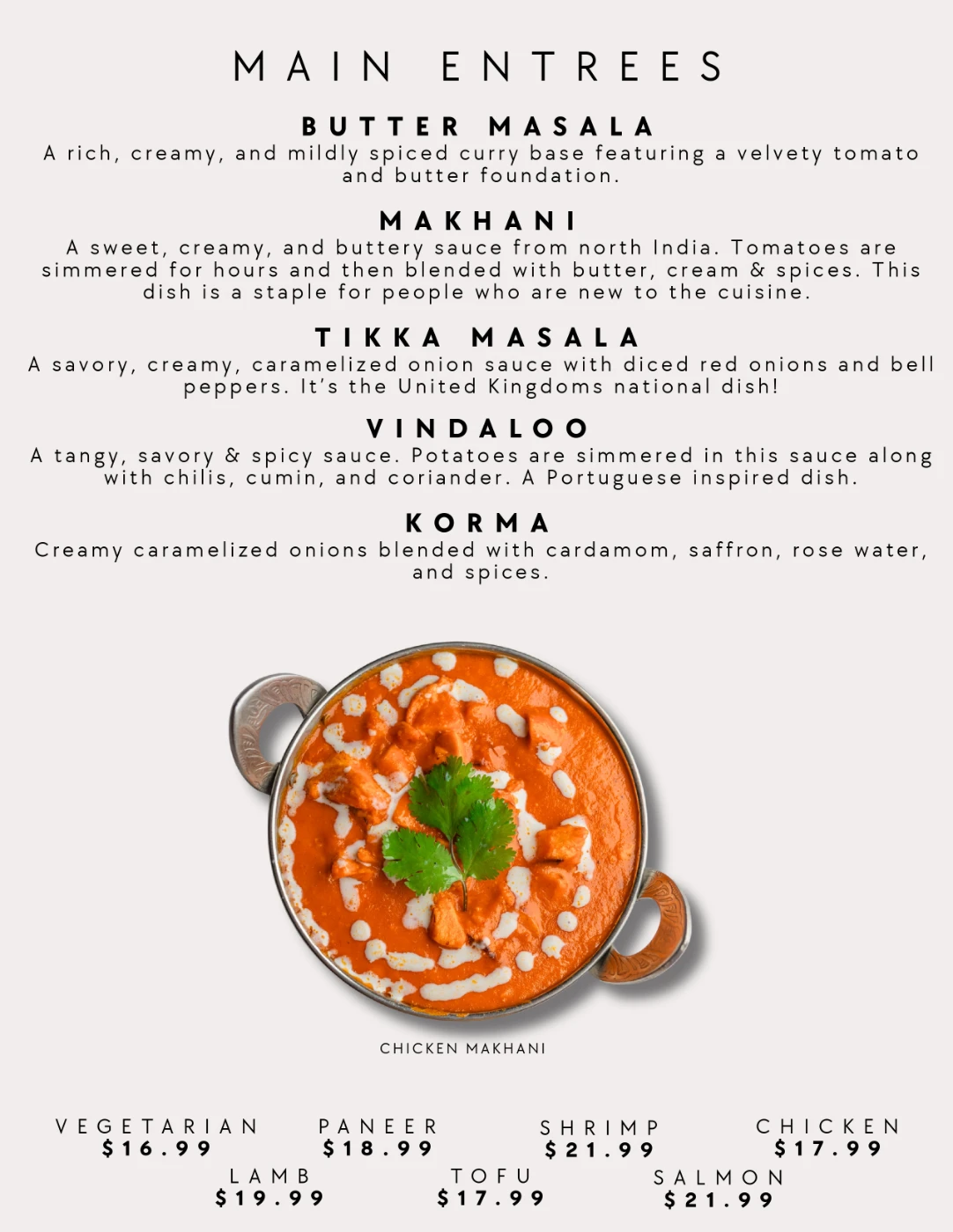 Thali of India menu, page 6 of 12