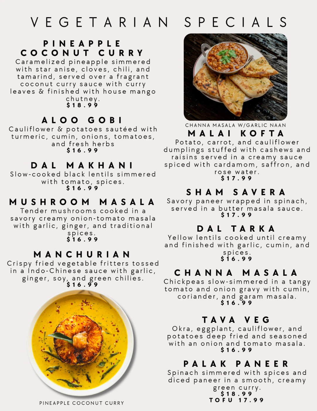 Thali of India menu, page 7 of 12